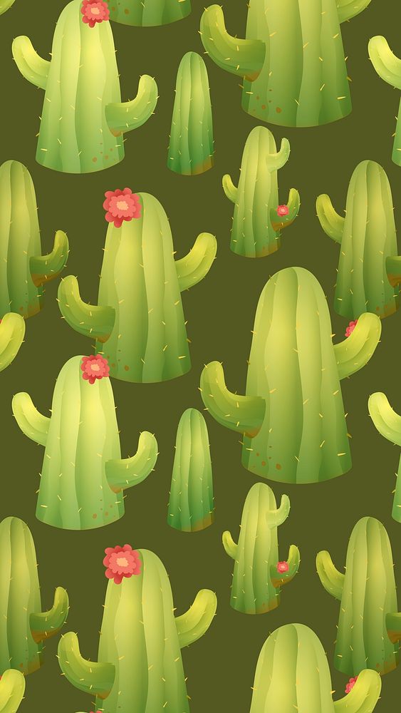 Cactus pattern mobile wallpaper, Mexican style HD background