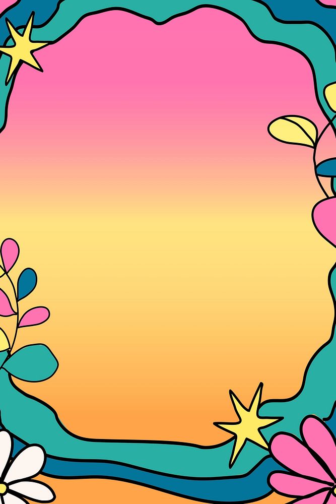 Colorful flowery frame, botanical illustration vector