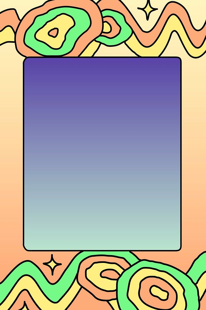 Colorful frame doodle design gradient background