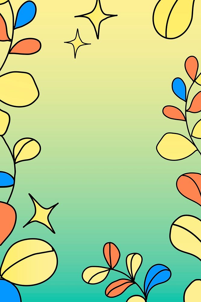Cute botanical frame background, colorful leaves illustration
