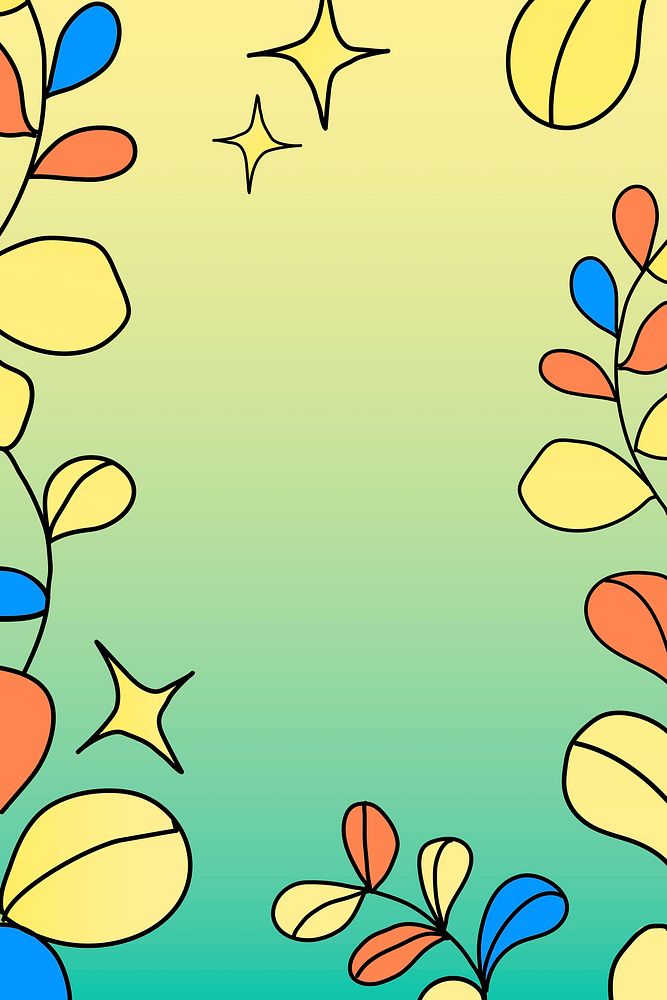 Cute botanical frame, colorful leaves illustration vector