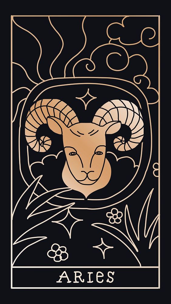 Aesthetic Aries mobile phone wallpaper, zodiac design psd