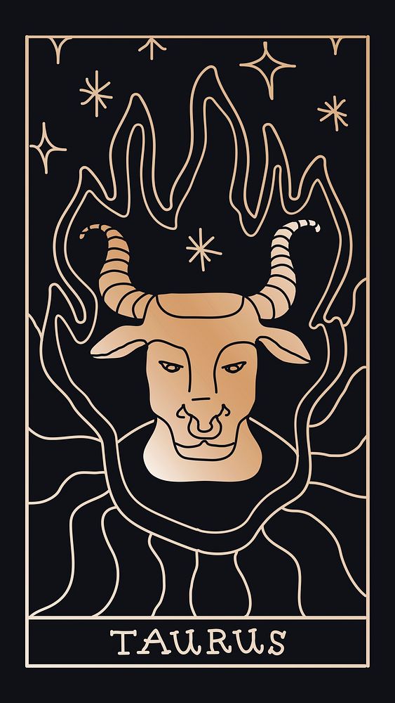 Funky Taurus zodiac iPhone wallpaper, dark doodle illustration psd