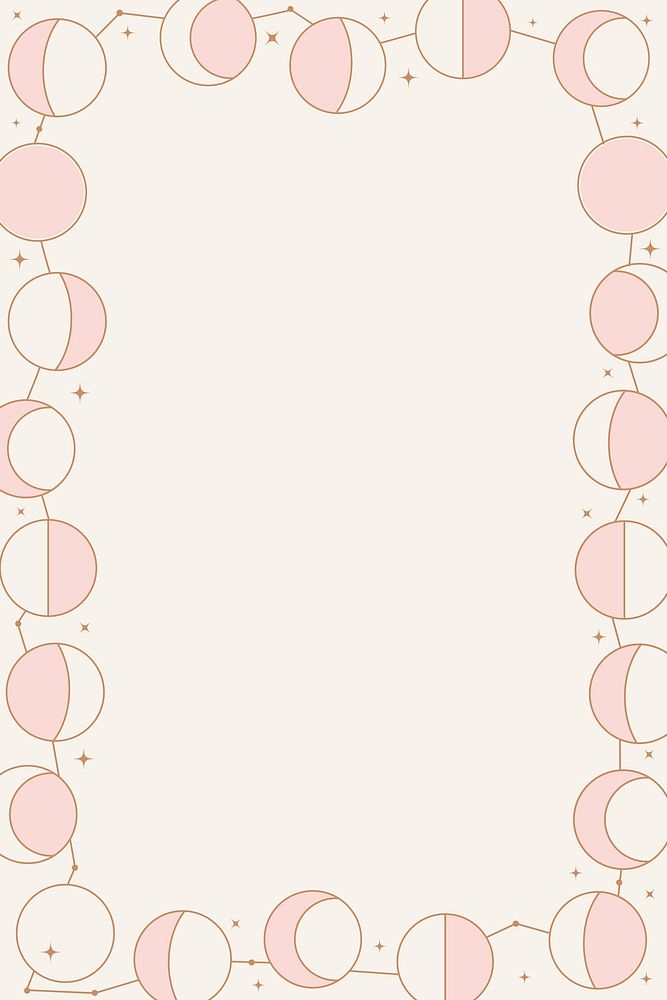 Pastel frame background, simple moon line art design