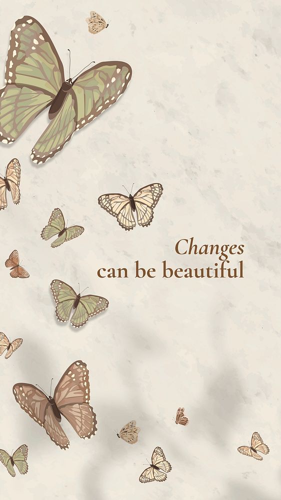 Positivity quote Instagram story template, beige butterfly background vector