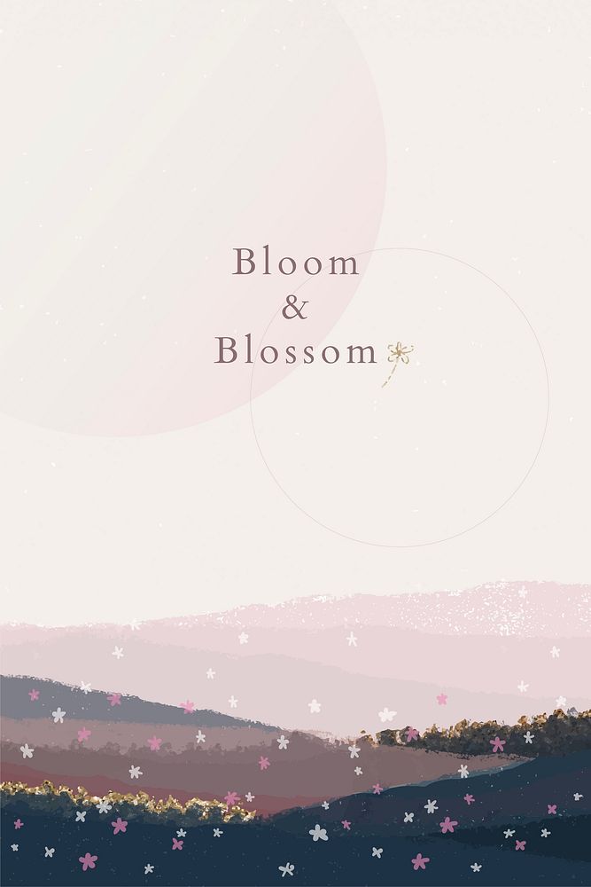 Aesthetic pink banner template, bloom & blossom text vector