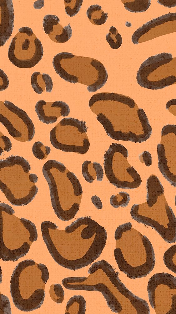 Brown iPhone wallpaper, leopard print pattern, abstract design