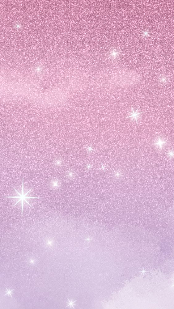Sky aesthetic mobile wallpaper, pink background with sparkling stars