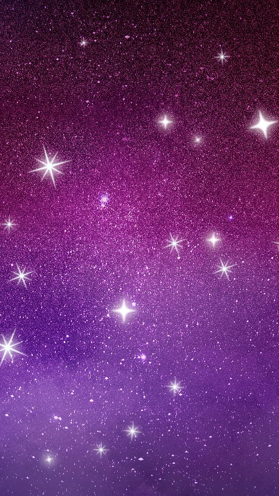 Sky aesthetic mobile wallpaper, purple background with sparkling stars