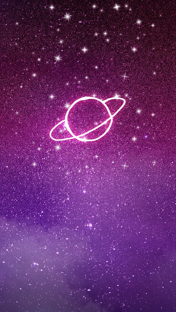 Aesthetic space Android wallpaper, sparkling stars in dark purple background