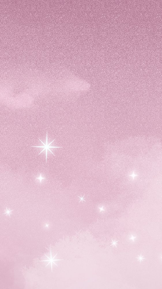 Aesthetic pink iPhone wallpaper, sparkling sky background