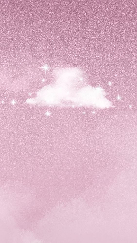 Sparkling stars Android wallpaper, cloud in pink sparkling sky background