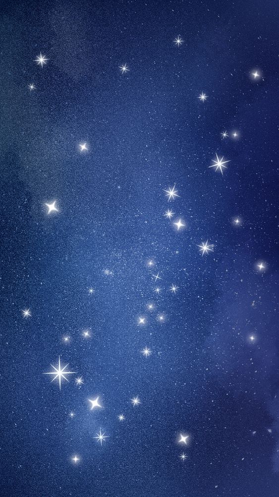 Aesthetic sky mobile wallpaper, sparkling stars in dark blue background