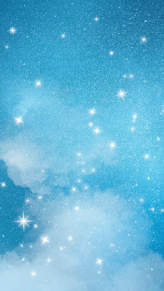 Stars mobile background, sparkling blue sky design