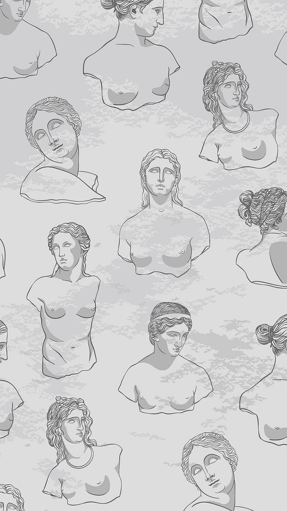 Greek sculpture pattern background, line art design