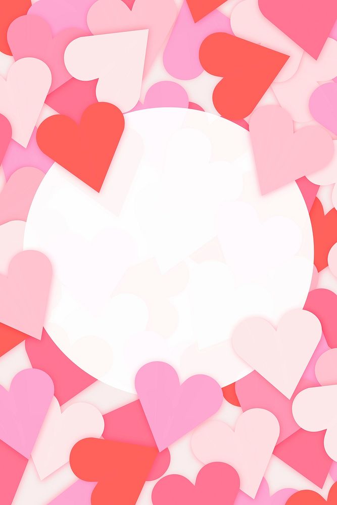 Pink heart frame vector, cute valentine design