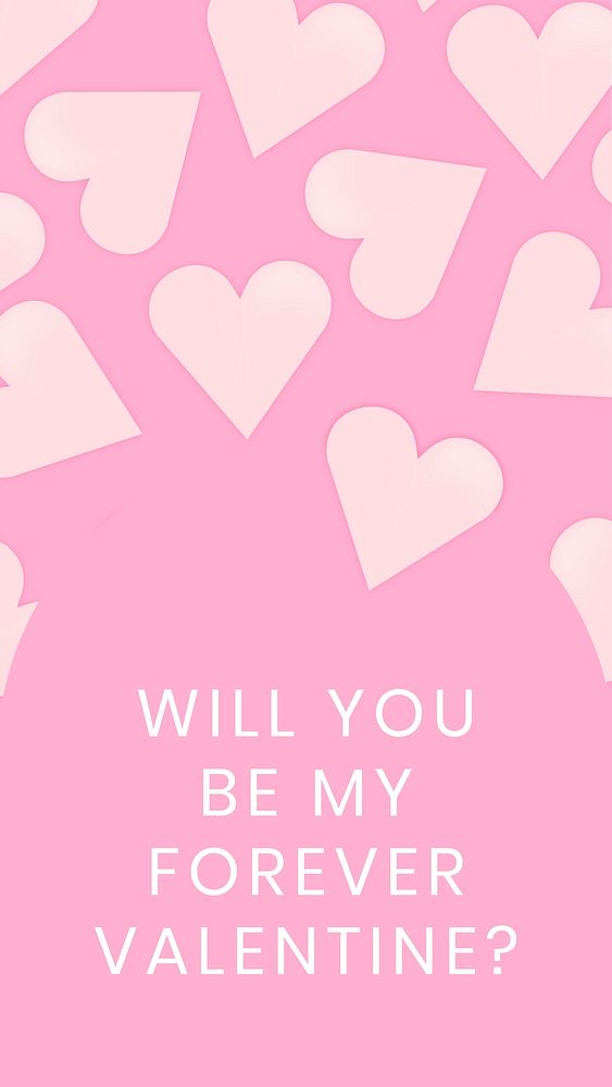 Valentine&rsquo;s quotes mobile wallpaper template vector, cute heart background