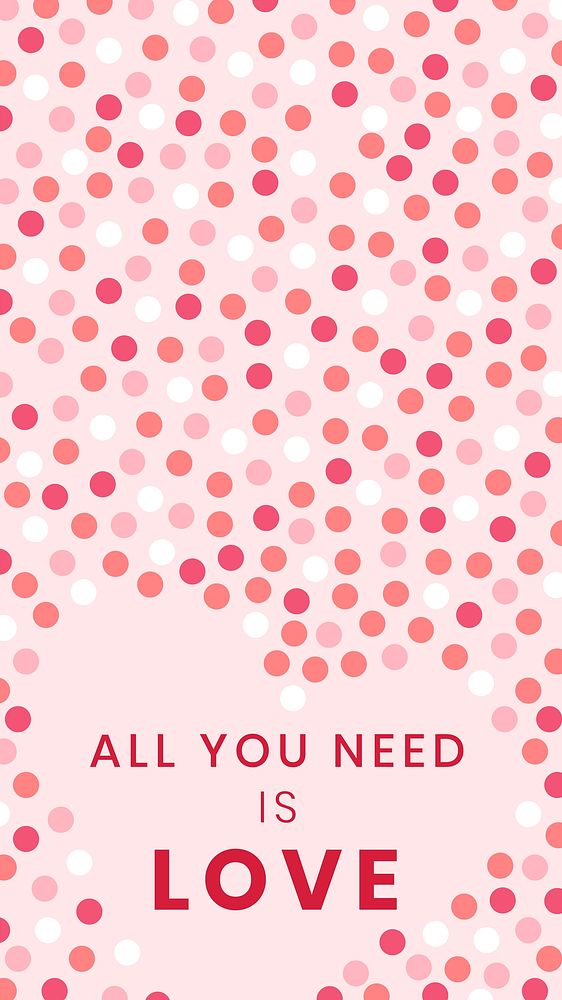 Valentine's social media story template, cute polka dots wallpaper design vector