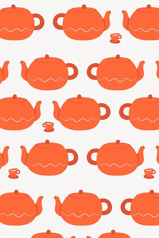 Cute orange kettle pattern background, seamless design