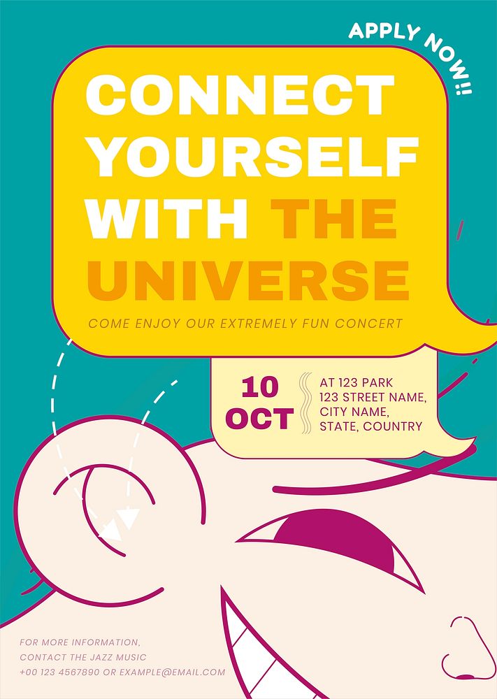 Cute invitation poster template, mental health cartoon design vector