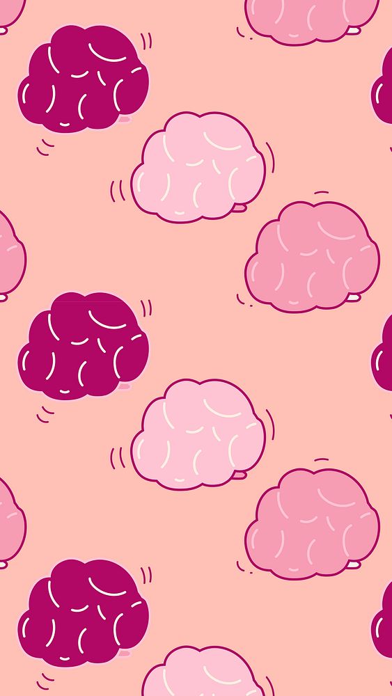 Cute pink iPhone wallpaper, brain pattern HD background
