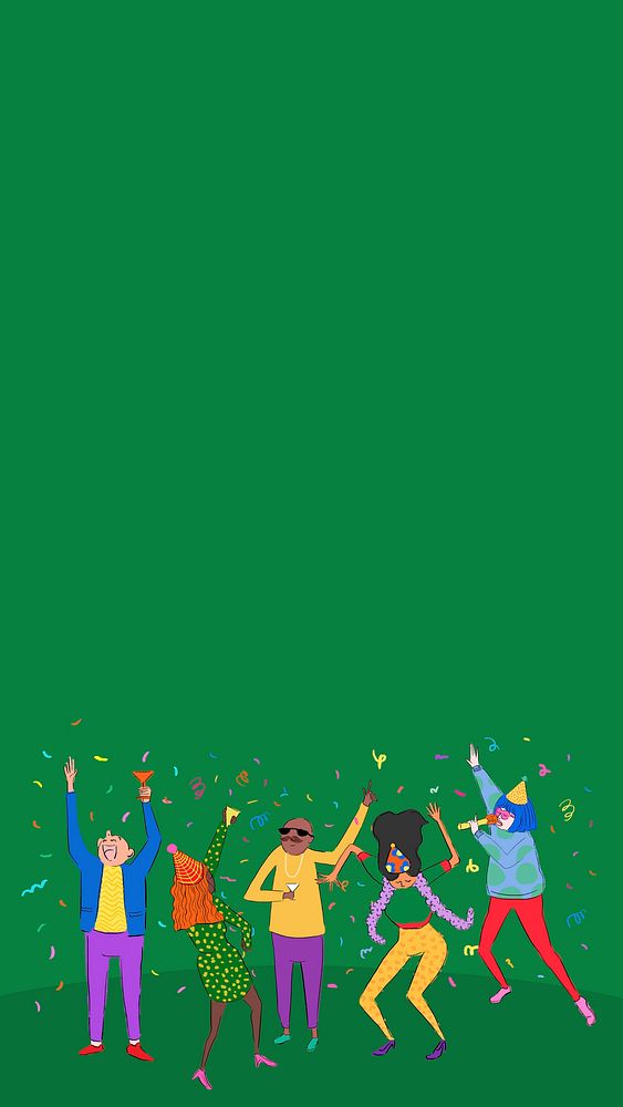 Party iPhone wallpaper background, cute partying illustration