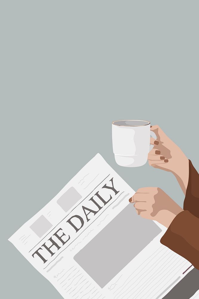 Businesswoman reading newspaper background, morning routine