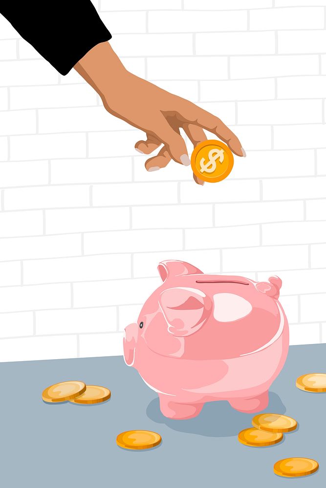 Budgeting finance background, piggy bank with hand