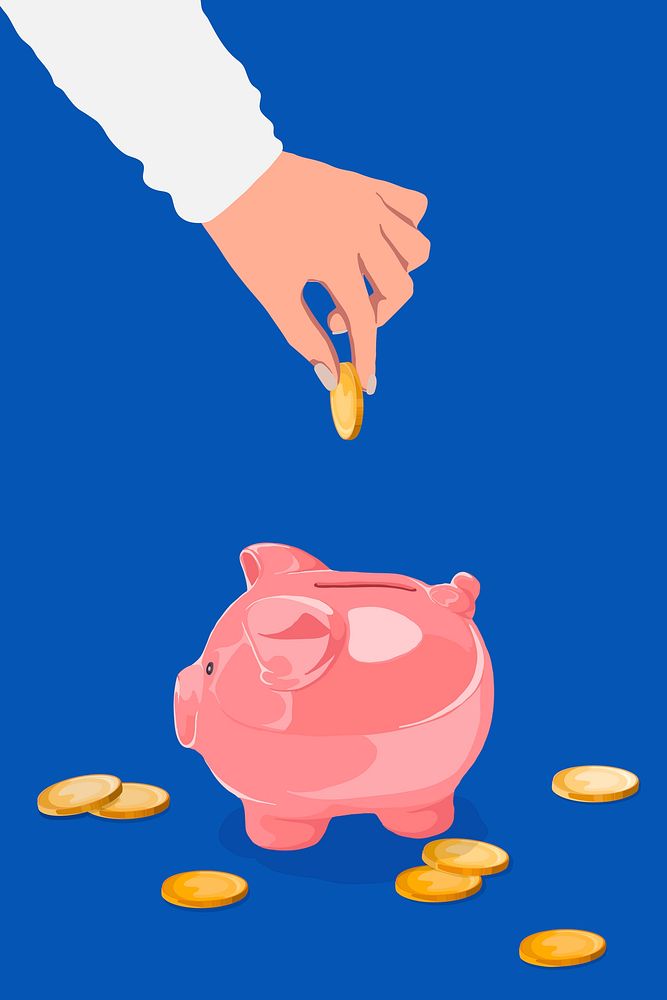 Piggy bank border background, savings & finance illustration