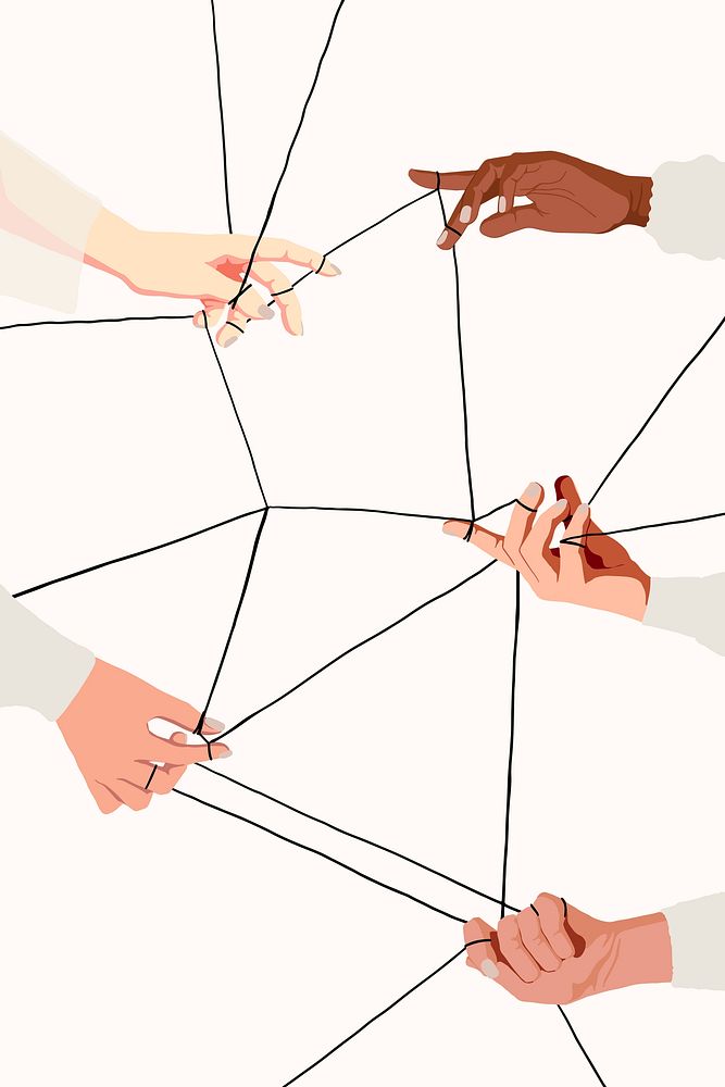Business connection background, diverse hands illustration vector