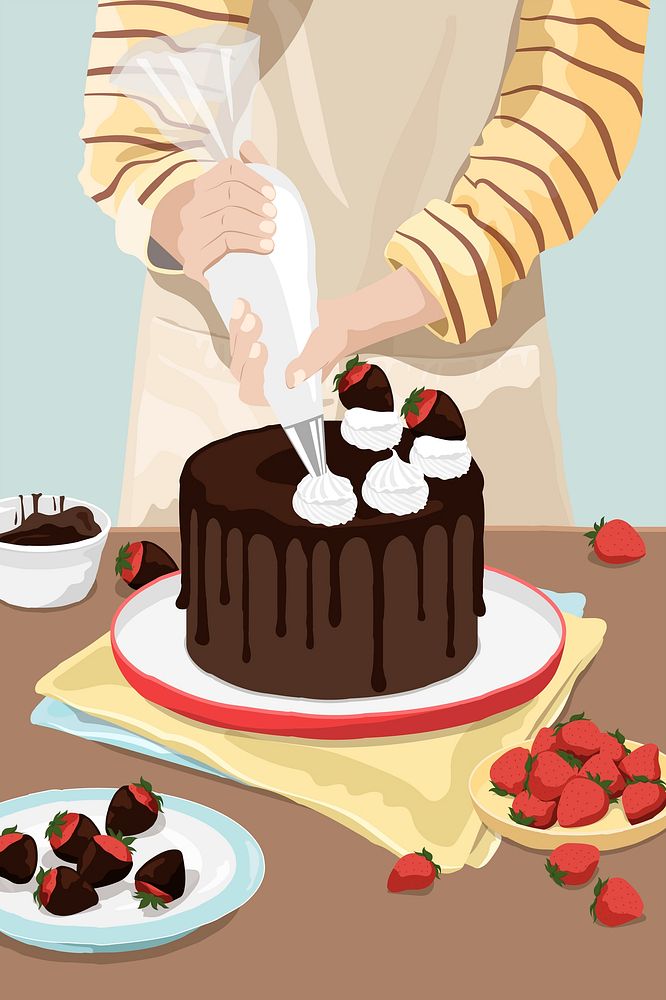 Chocolate cake background, homemade food illustration design