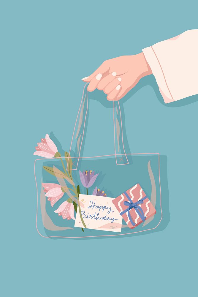Birthday gift, blue background, celebration illustration design