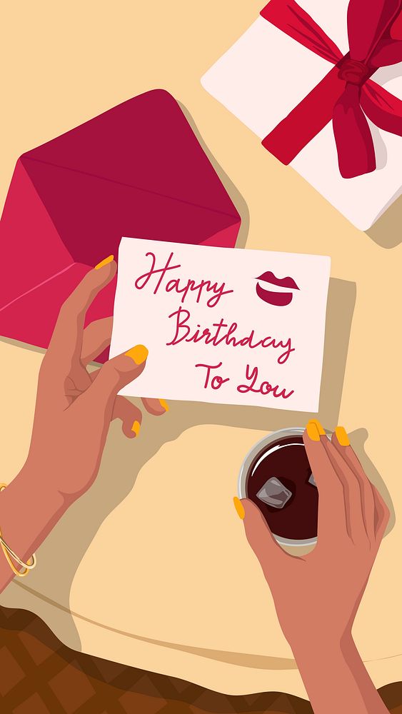 Birthday mobile wallpaper, celebration illustration design