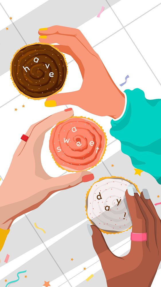 Cupcakes background, food illustration design