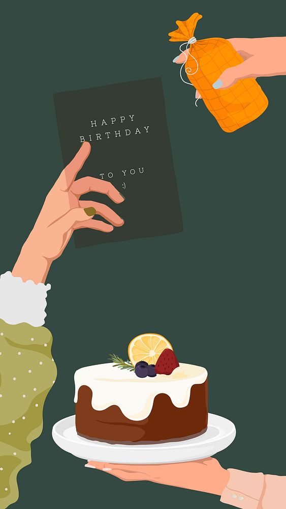 Birthday mobile wallpaper, wishing card, celebration illustration design