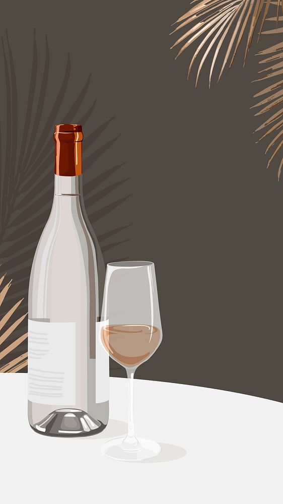 Party phone wallpaper, wine bottle, celebration illustration design