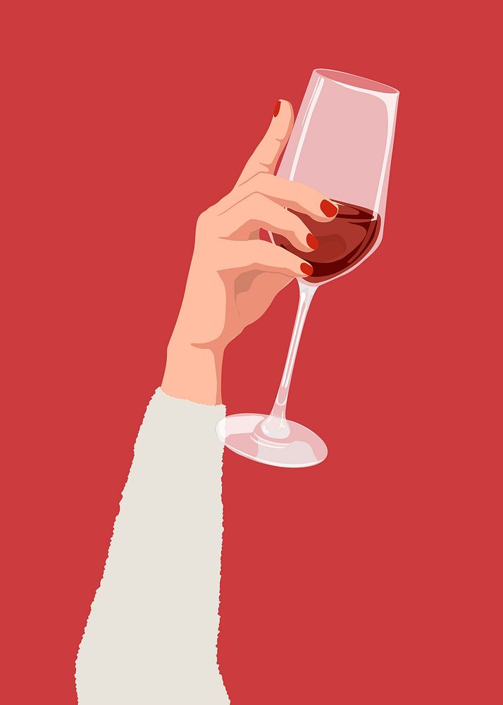 Red wine, drink illustration design psd