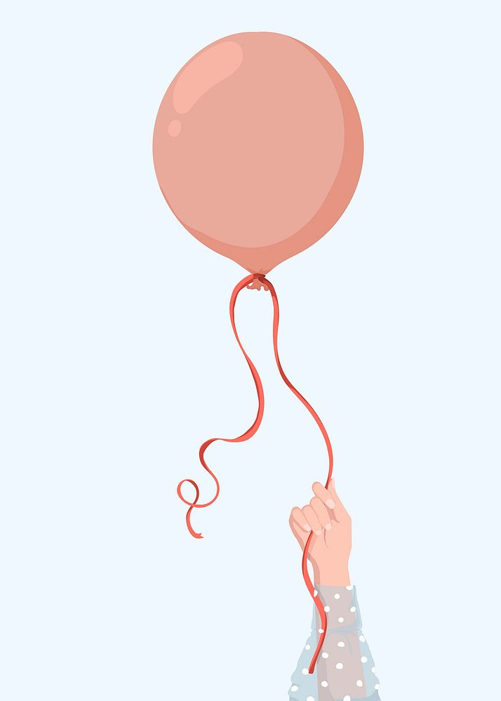 Woman holding pink ballon, party illustration design