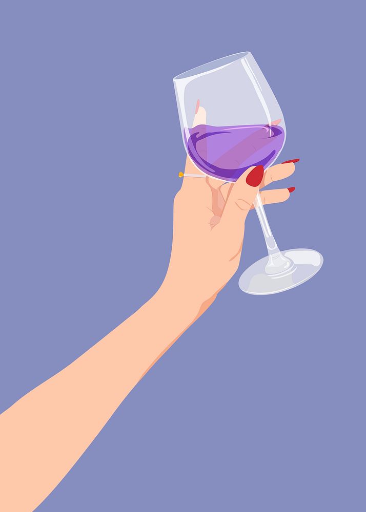Purple wine, drink illustration design psd