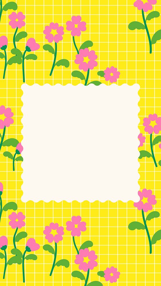 Cute flower Instagram story background vector
