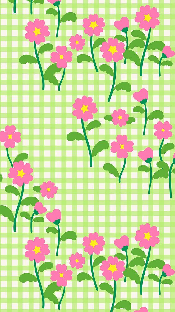 Colorful gingham phone wallpaper, pastel high resolution background