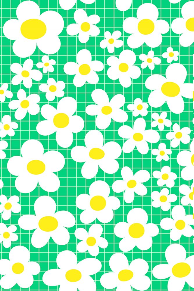 Gingham flower background, kidcore spring design