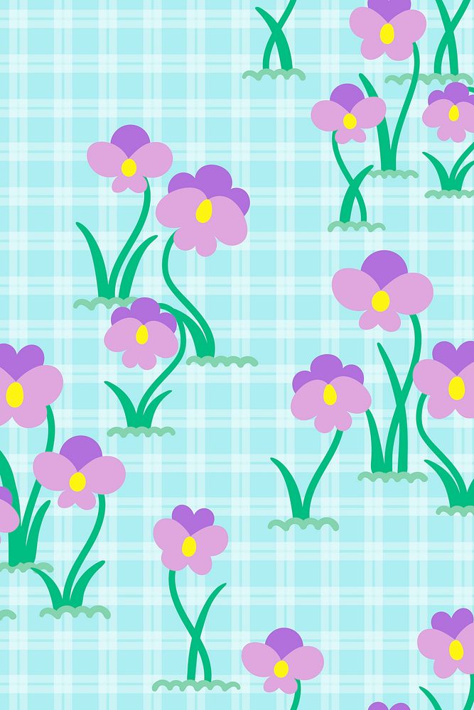 Gingham flower background, kidcore spring design