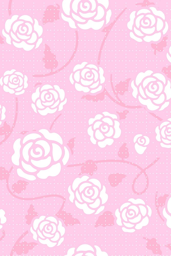 Pastel floral pattern background, gingham design