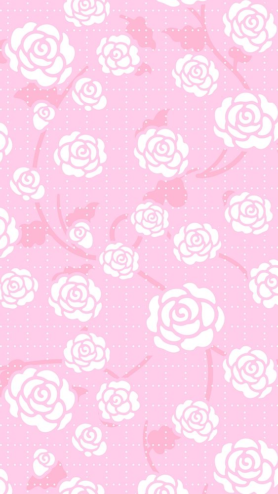 Pink floral iPhone wallpaper, cute pastel 4k background
