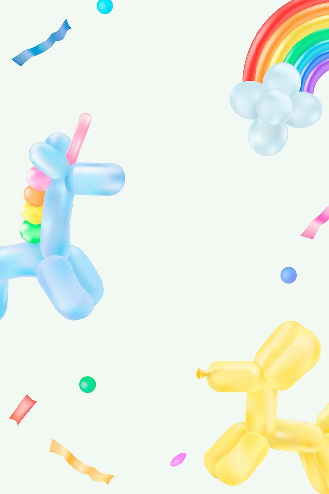 Cute birthday, balloon animal background
