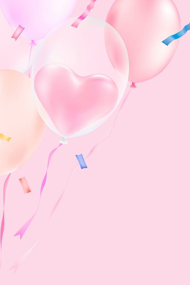 Pink heart balloon background, Valentine's day design