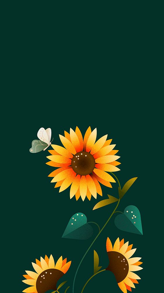 Sunflower nature iPhone wallpaper, botanical frame design