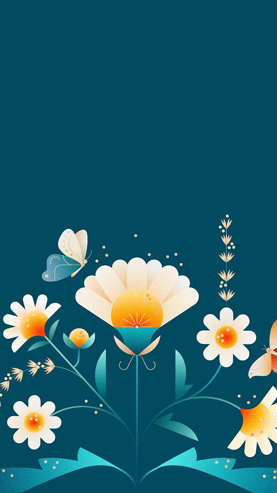 Floral nature iPhone wallpaper, botanical frame design