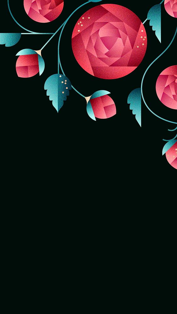 Rose phone background, aesthetic botanical border